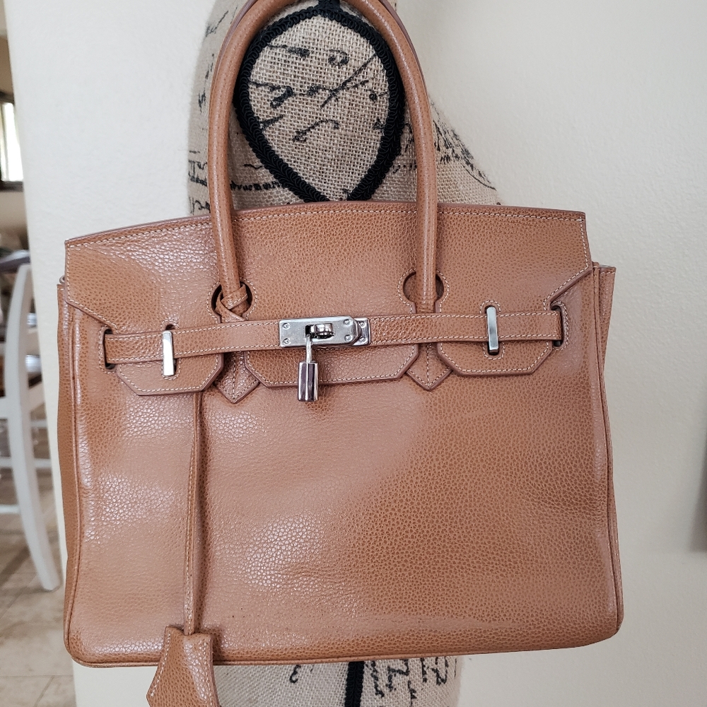 Boutique satchel tote bag camel color